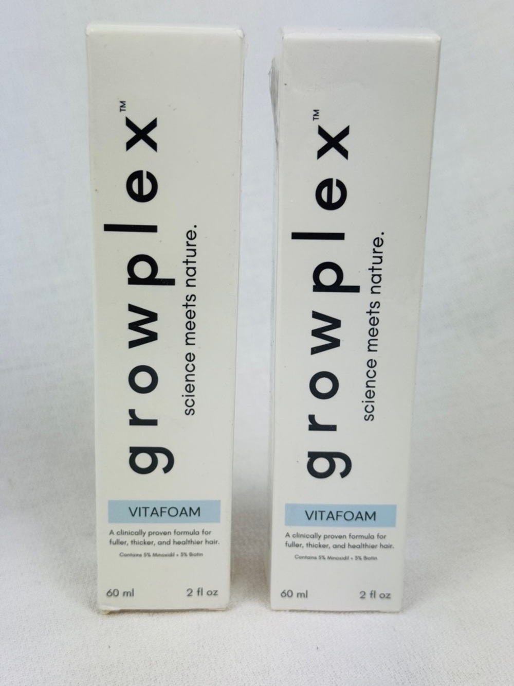 2 GROWPLEX Vitafoam 5% Minoxidil Foam for Hair Regrowth - 2 fl oz NEW SEALED